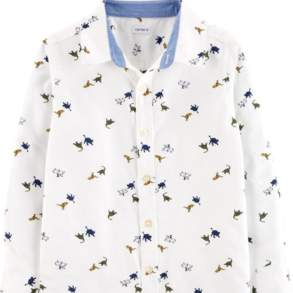 CARTER's Boy Dinosaur Oxford Button-Front Shirt - Picture 1 of 3